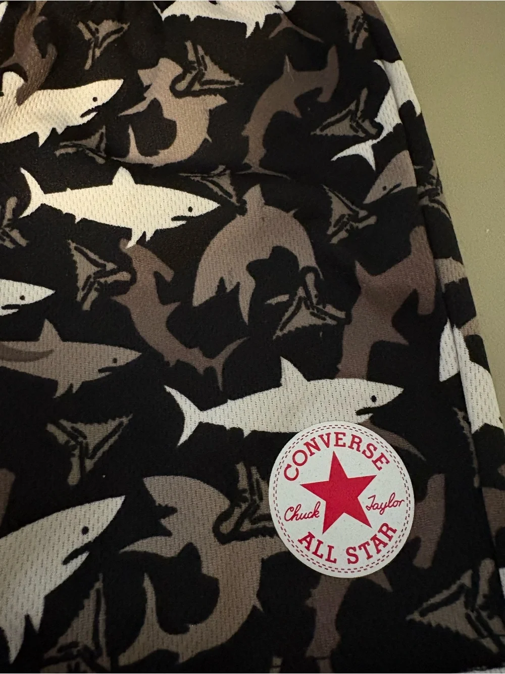 Converse Boys Shark Print Shorts - Black, Brown & White
